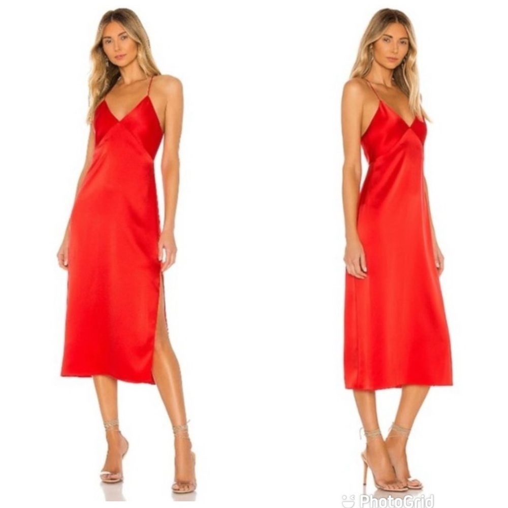 Alice & Olivia Loraine Seamed Slip Midi Dress in Bright Poppy New with Tags!
